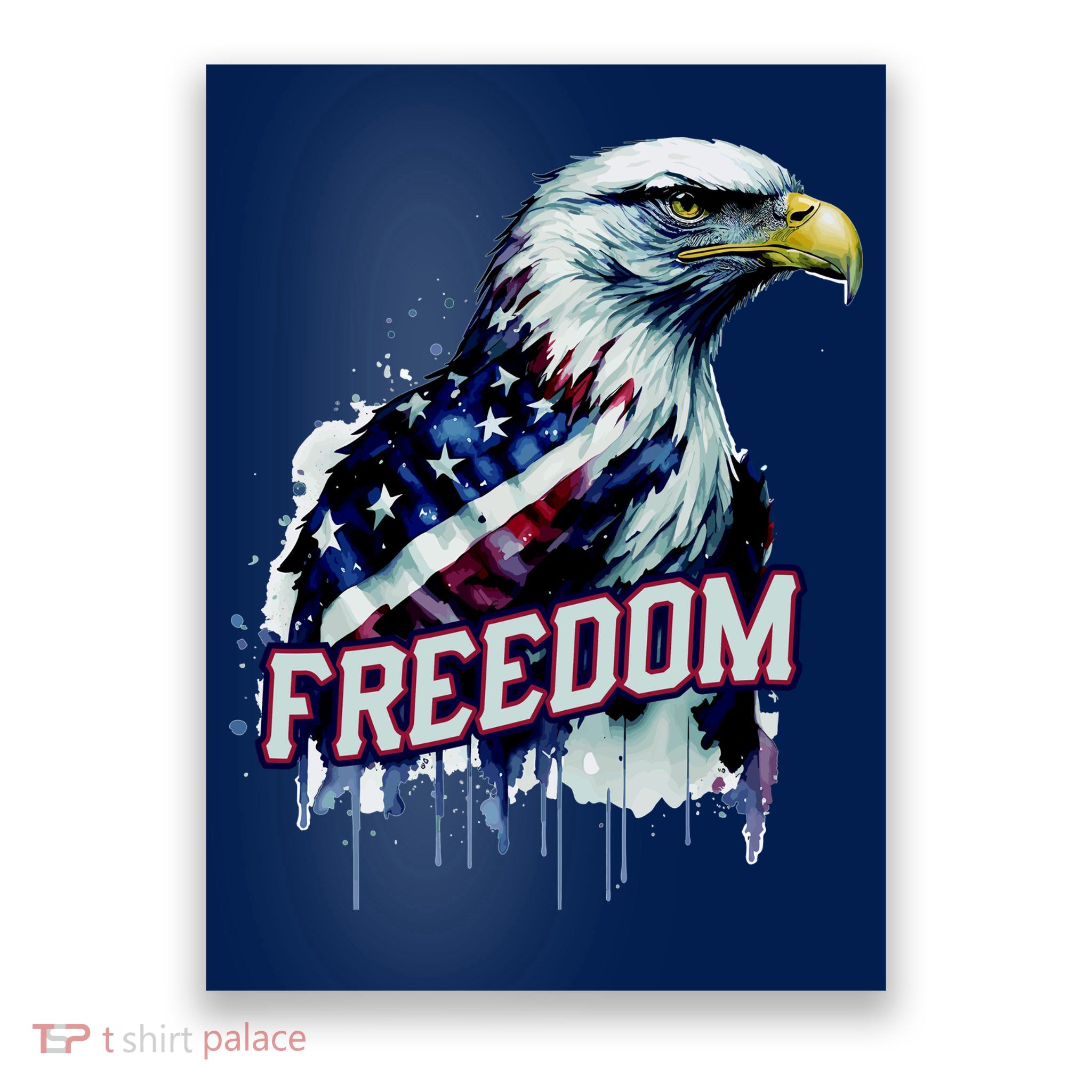 Freedom Watercolor Eagle With American Flag Poster