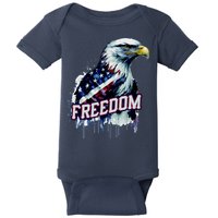 Freedom Watercolor Eagle With American Flag Baby Bodysuit