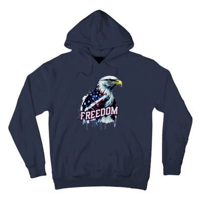 Freedom Watercolor Eagle With American Flag Tall Hoodie