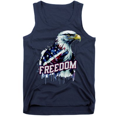 Freedom Watercolor Eagle With American Flag Tank Top