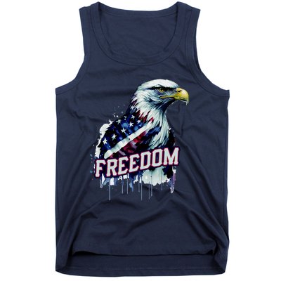 Freedom Watercolor Eagle With American Flag Tank Top