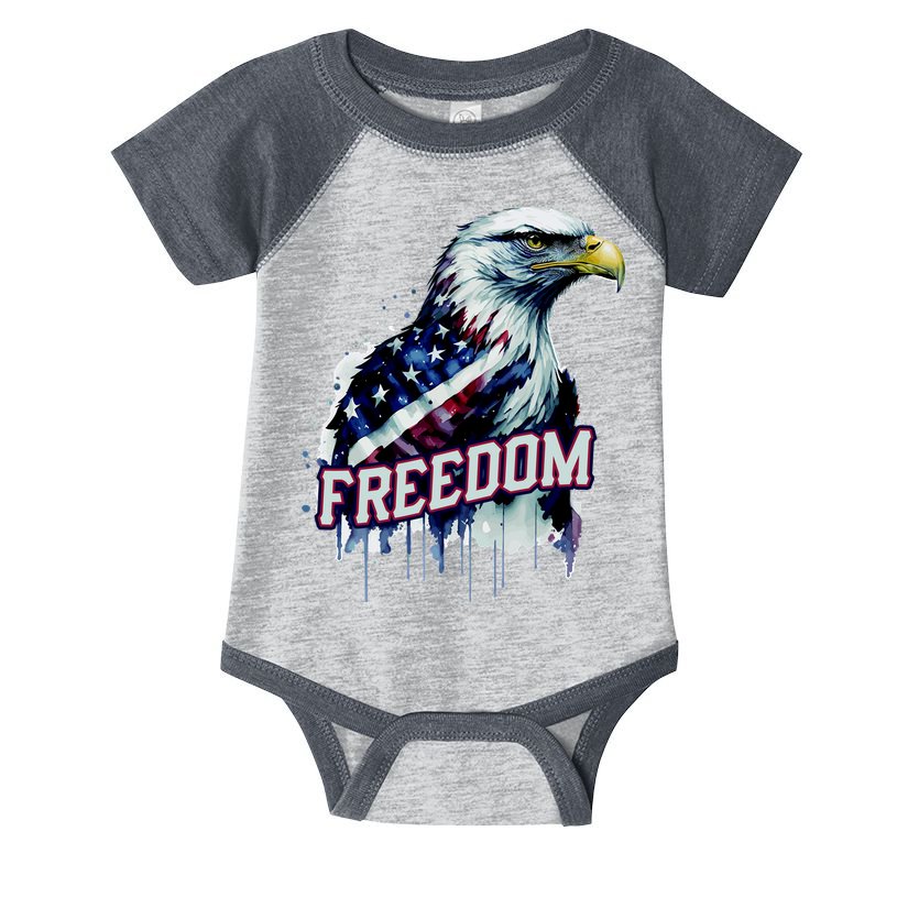 Freedom Watercolor Eagle With American Flag Infant Baby Jersey Bodysuit