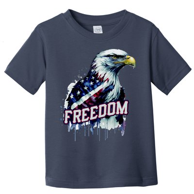 Freedom Watercolor Eagle With American Flag Toddler T-Shirt