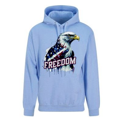 Freedom Watercolor Eagle With American Flag Unisex Surf Hoodie