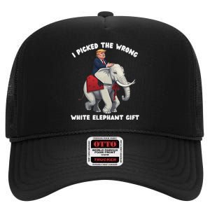 Funny White Elephant Gag Wrapped Elephant Dumb High Crown Mesh Back Trucker Hat