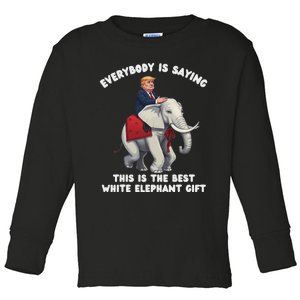 Funny White Elephant Gag Wrapped Elephant Dumb Toddler Long Sleeve Shirt