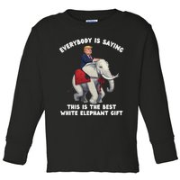 Funny White Elephant Gag Wrapped Elephant Dumb Toddler Long Sleeve Shirt