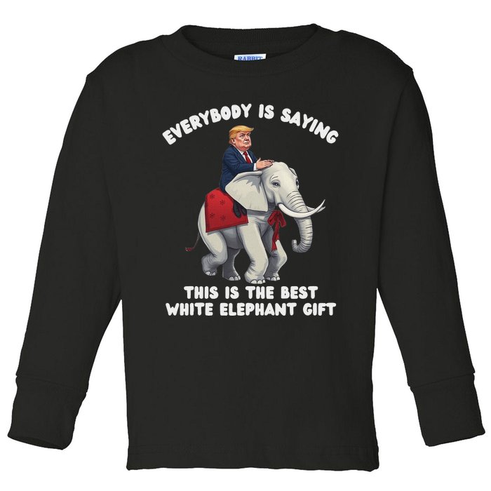 Funny White Elephant Gag Wrapped Elephant Dumb Toddler Long Sleeve Shirt