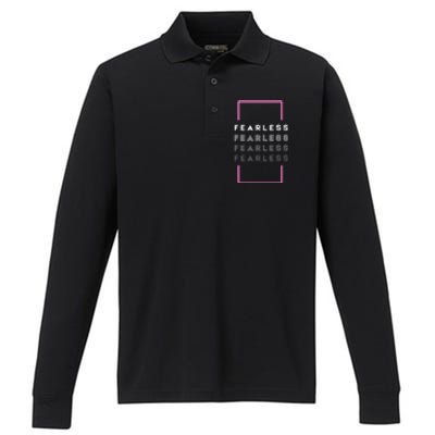 Fearless Woman. Empowering Courage. Ringless Not Worthless Performance Long Sleeve Polo