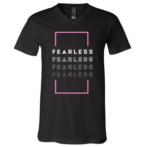 Fearless Woman. Empowering Courage. Ringless Not Worthless V-Neck T-Shirt