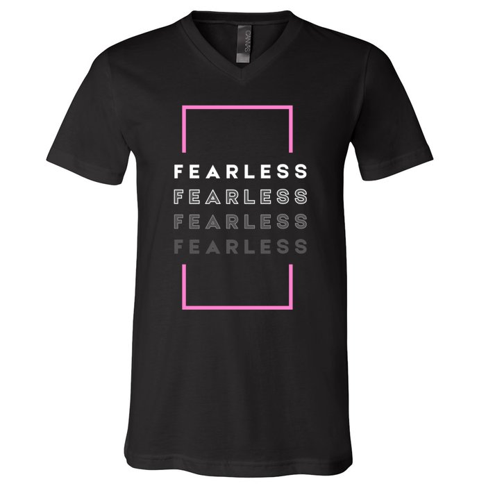 Fearless Woman. Empowering Courage. Ringless Not Worthless V-Neck T-Shirt