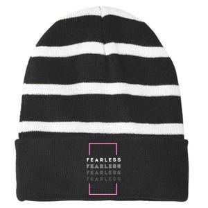 Fearless Woman. Empowering Courage. Ringless Not Worthless Striped Beanie with Solid Band