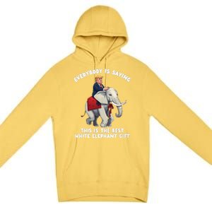 Funny White Elephant Gag Wrapped Elephant Dumb Gift Premium Pullover Hoodie