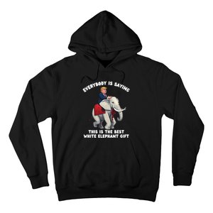 Funny White Elephant Gag Wrapped Elephant Dumb Gift Hoodie