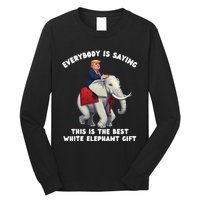 Funny White Elephant Gag Wrapped Elephant Dumb Gift Long Sleeve Shirt