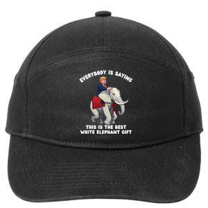 Funny White Elephant Gag Wrapped Elephant Dumb Gift 7-Panel Snapback Hat