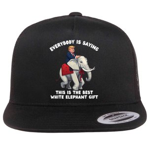 Funny White Elephant Gag Wrapped Elephant Dumb Gift Flat Bill Trucker Hat