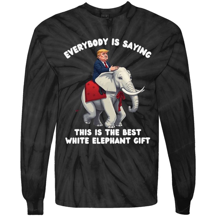 Funny White Elephant Gag Wrapped Elephant Dumb Gift Tie-Dye Long Sleeve Shirt