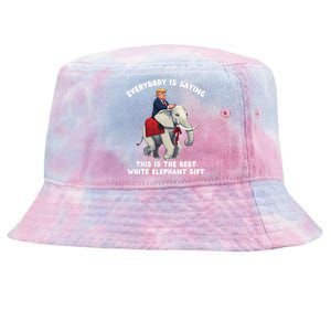 Funny White Elephant Gag Wrapped Elephant Dumb Gift Tie-Dyed Bucket Hat