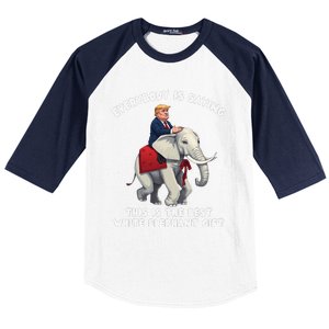 Funny White Elephant Gag Wrapped Elephant Dumb Gift Baseball Sleeve Shirt