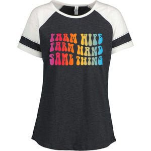 Farm Wife Farm Hand Same Thing Funny Cow Tees Enza Ladies Jersey Colorblock Tee