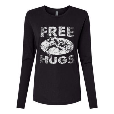 Funny Wrestling Funny Free Hugs Wrestling Gift Womens Cotton Relaxed Long Sleeve T-Shirt