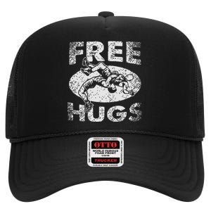 Funny Wrestling Funny Free Hugs Wrestling Gift High Crown Mesh Back Trucker Hat