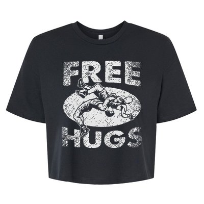 Funny Wrestling Funny Free Hugs Wrestling Gift Bella+Canvas Jersey Crop Tee