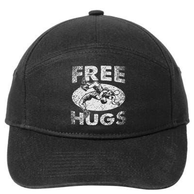 Funny Wrestling Funny Free Hugs Wrestling Gift 7-Panel Snapback Hat