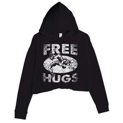 Funny Wrestling Funny Free Hugs Wrestling Gift Crop Fleece Hoodie