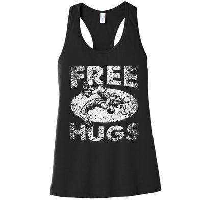 Funny Wrestling Funny Free Hugs Wrestling Gift Women's Racerback Tank