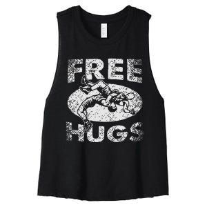 Funny Wrestling Funny Free Hugs Wrestling Gift Women's Racerback Cropped Tank