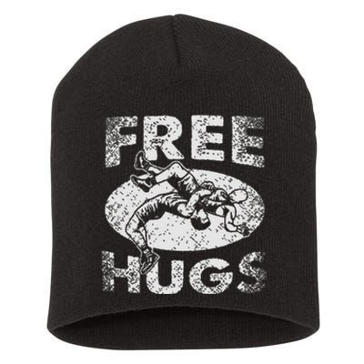 Funny Wrestling Funny Free Hugs Wrestling Gift Short Acrylic Beanie