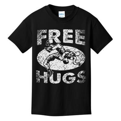 Funny Wrestling Funny Free Hugs Wrestling Gift Kids T-Shirt