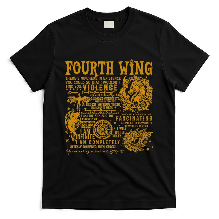 Fourth Wing Fantasy Book Romantasy Dragons Yarros Basgiath T-Shirt