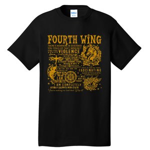 Fourth Wing Fantasy Book Romantasy Dragons Yarros Basgiath Tall T-Shirt