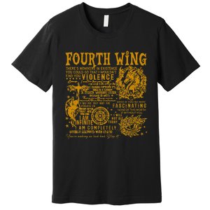 Fourth Wing Fantasy Book Romantasy Dragons Yarros Basgiath Premium T-Shirt