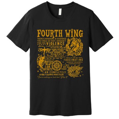 Fourth Wing Fantasy Book Romantasy Dragons Yarros Basgiath Premium T-Shirt