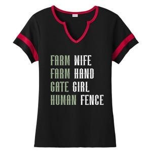 Farm Wife Farm Hand Gate Farmer Wife Of A Farmer Funny Gift Ladies Halftime Notch Neck Tee