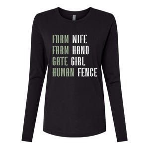 Farm Wife Farm Hand Gate Farmer Wife Of A Farmer Funny Gift Womens Cotton Relaxed Long Sleeve T-Shirt