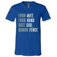 Farm Wife Farm Hand Gate Farmer Wife Of A Farmer Funny Gift V-Neck T-Shirt