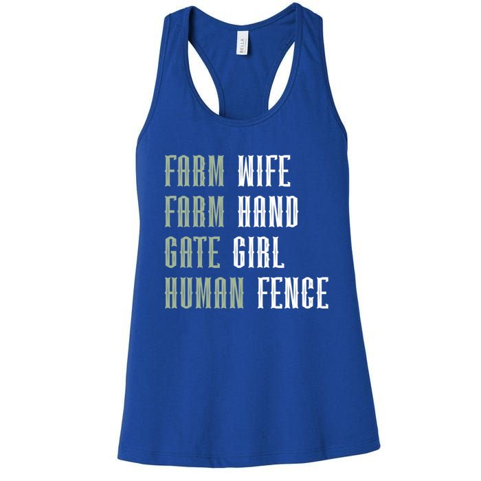 Farm Wife Farm Hand Gate Farmer Wife Of A Farmer Funny Gift Women's Racerback Tank