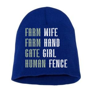 Farm Wife Farm Hand Gate Farmer Wife Of A Farmer Funny Gift Short Acrylic Beanie