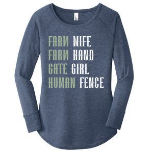 Farm Wife Farm Hand Gate Farmer Wife Of A Farmer Funny Gift Women's Perfect Tri Tunic Long Sleeve Shirt