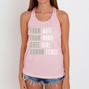 Farm Wife Farm Hand Gate Farmer Wife Of A Farmer Funny Gift Women's Knotted Racerback Tank