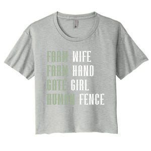 Farm Wife Farm Hand Gate Farmer Wife Of A Farmer Funny Gift Women's Crop Top Tee