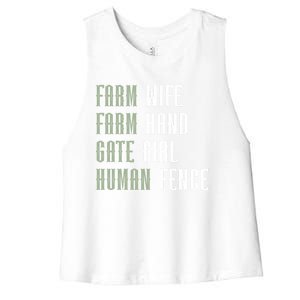 Farm Wife Farm Hand Gate Farmer Wife Of A Farmer Funny Gift Women's Racerback Cropped Tank