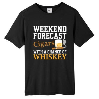 Funny Weekend Forecast Cigars And Whiskey Gift For Men Women Tall Fusion ChromaSoft Performance T-Shirt