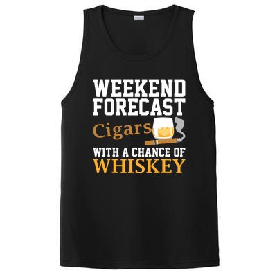 Funny Weekend Forecast Cigars And Whiskey Gift For Men Women PosiCharge Competitor Tank