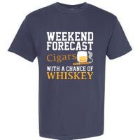 Funny Weekend Forecast Cigars And Whiskey Gift For Men Women Garment-Dyed Heavyweight T-Shirt